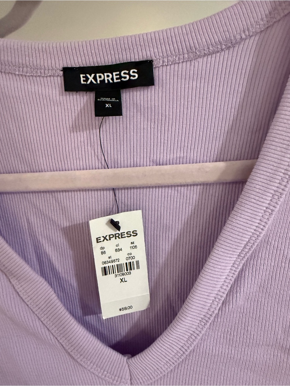 Express Lavender Ruffle Sleeve V-Neck Bodysuit - Picture 2 of 5